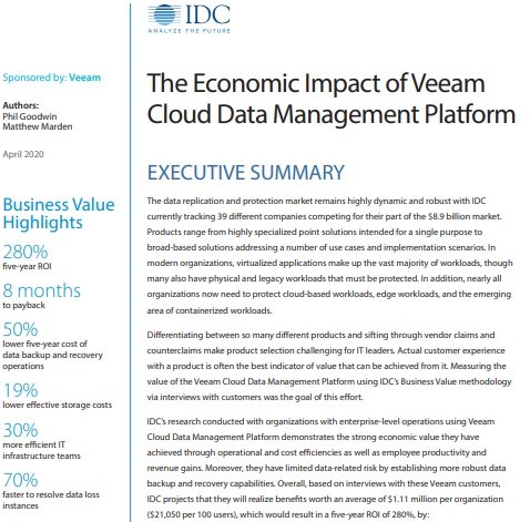 The economic impact of Veem Cloud Data