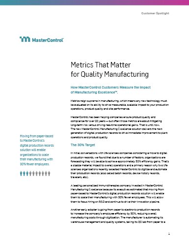 Whitepaper on Metrics That Matter for Quality Manufacturing