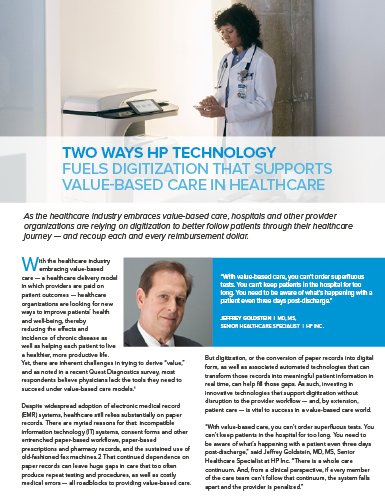 Whitepaper on Two Ways HP Technology Fuels Digitization that Supports Value-Based Care in Healthcare