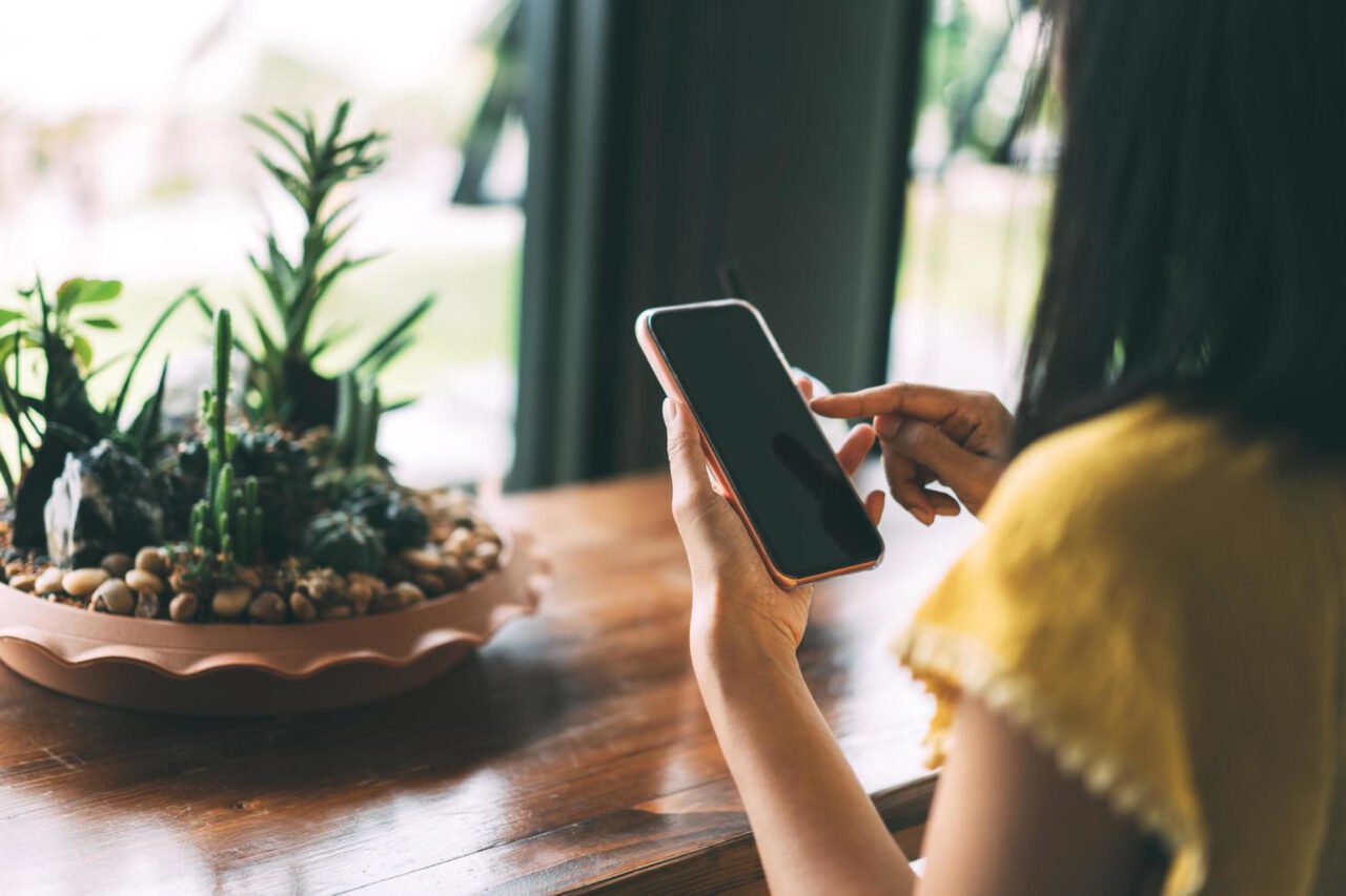 A girl watching her mobile