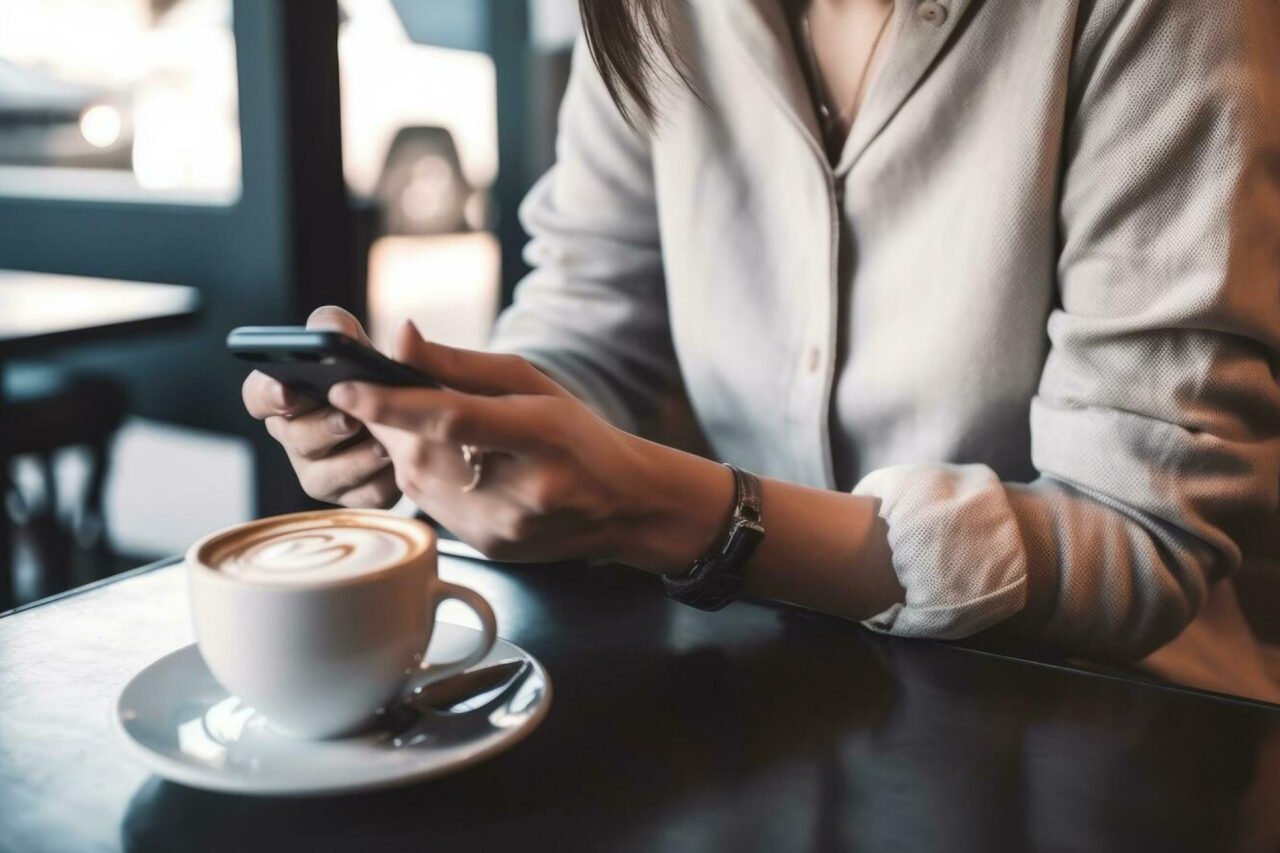 A women having coffee in coffee shop