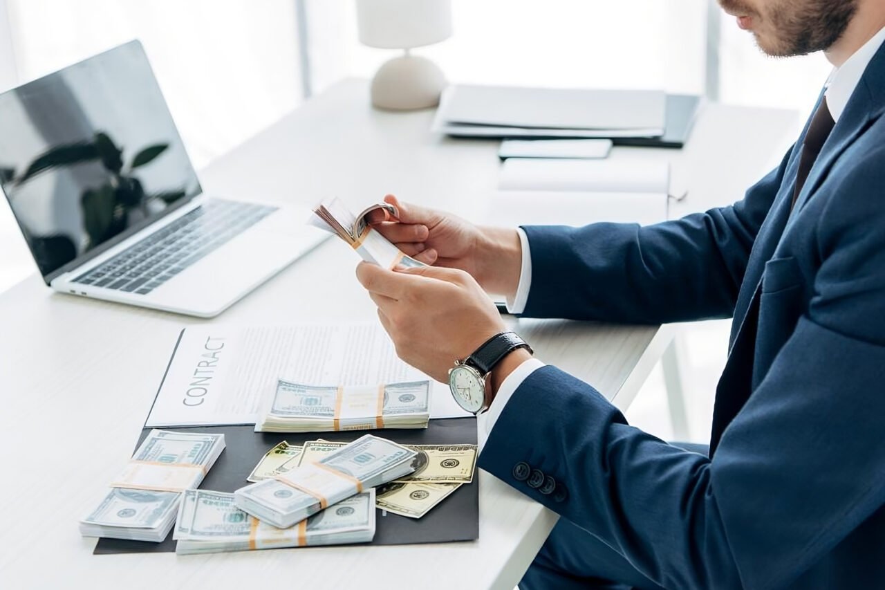 A man counting money